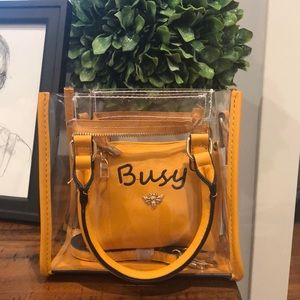 Mustard yellow “busy bee” purse